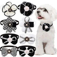 30Pcs Small Dog Cat Bowties Delicate Black White Bow Tie Neckties for Dogs Party