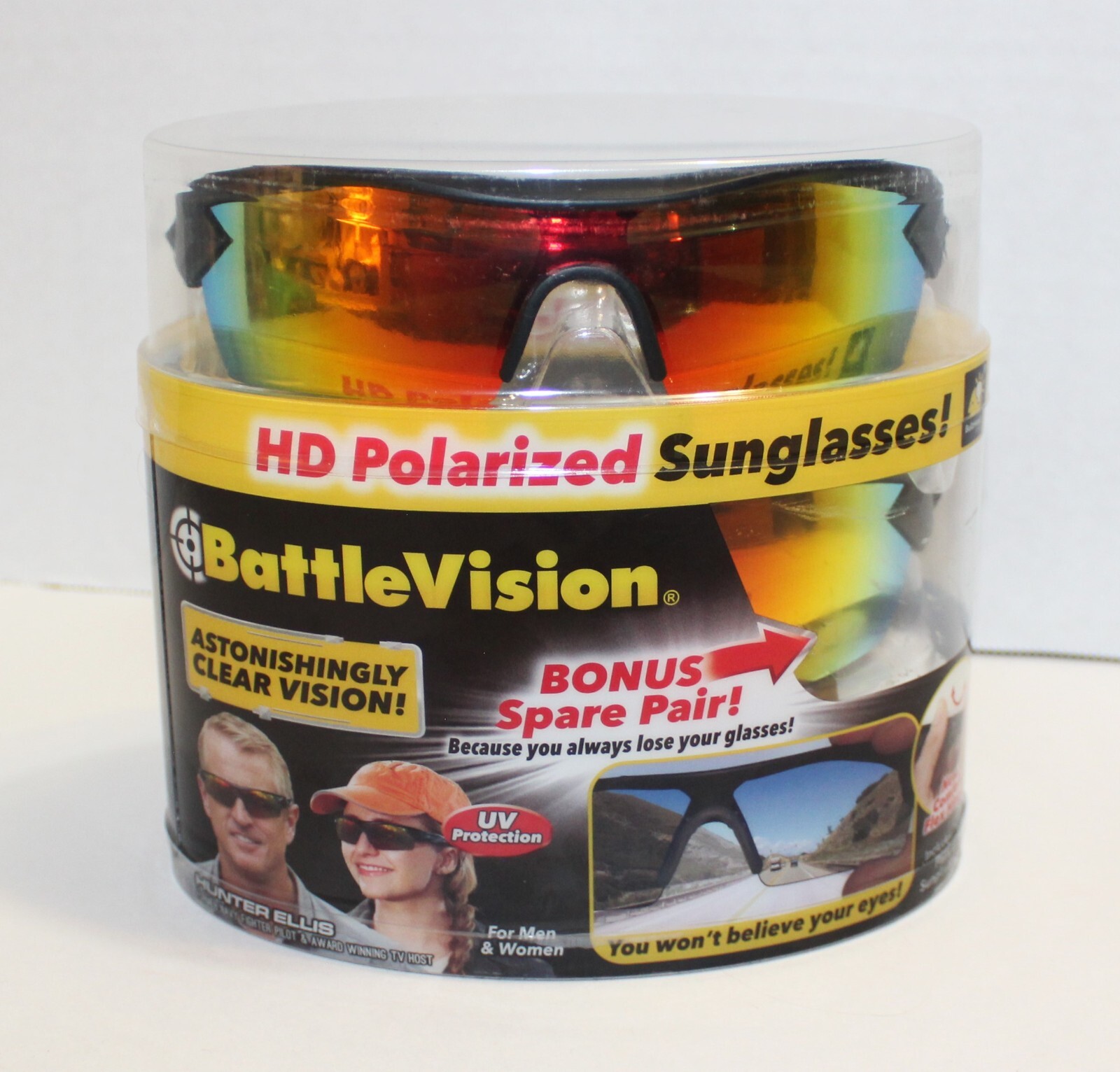 BattleVision Wrap Around HD Polarized Sunglasses Set UV Protection 2 Pair Pack