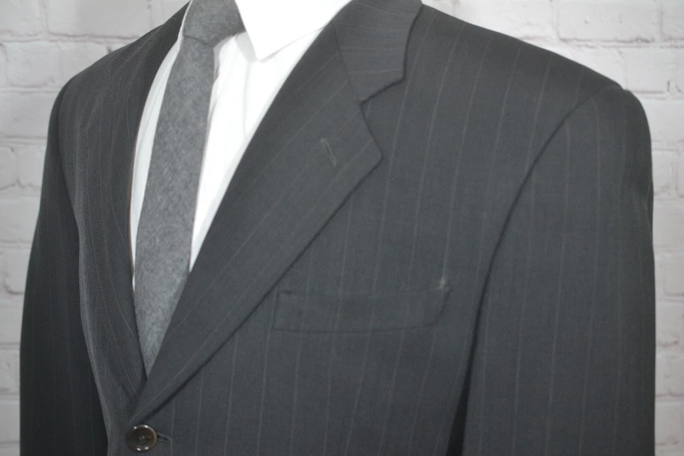 ARMANI CELLEZIONI Mens Charcoal ITALIAN Pinstripe Sport Coat Blazer Jacket 42L - Image 3 of 4