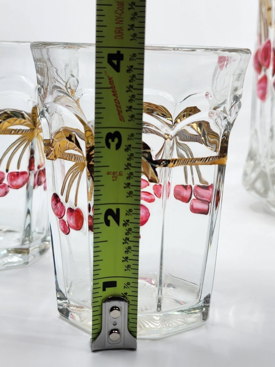 Mosser Art Glass Cherry Thumbprint 52 oz Pitcher and 4 Flat