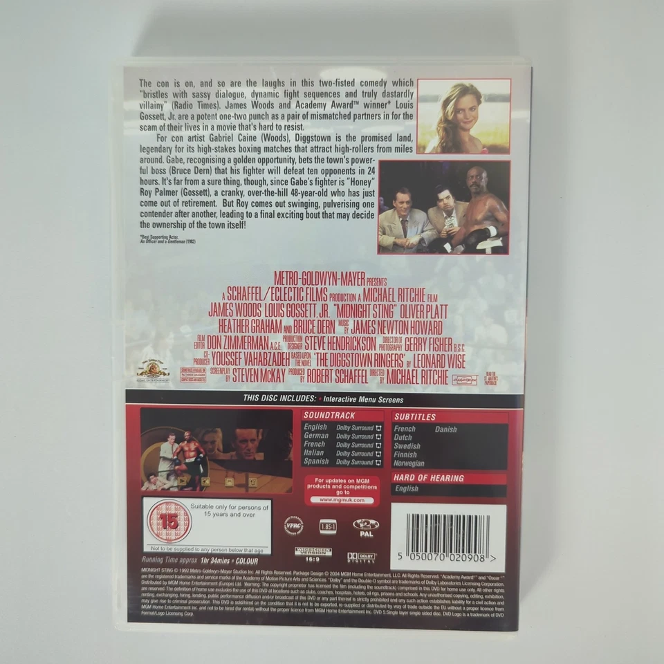 Midnight Sting / Diggstown (1992) DVD PAL Region 2 VGC James Woods Louis Gossett - Image 3 of 4