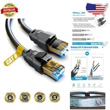Cat 8 Ethernet Cable 100ft: 26AWG, 2000MHz, Gold Plated RJ45 Connectors