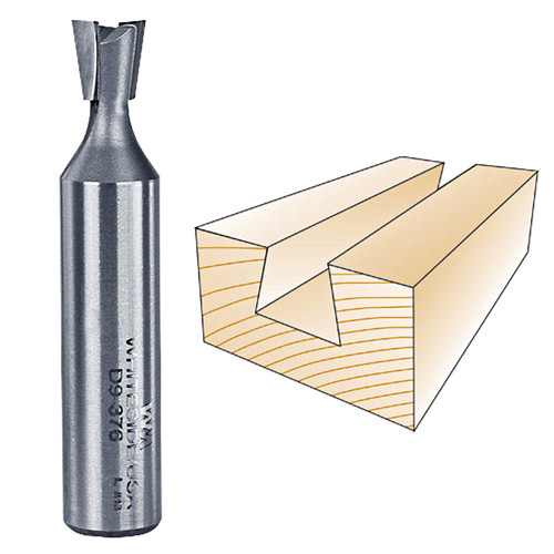 Whiteside Dovetail Bit, 1/2 in. SH x 3/8 in. LD x 9 deg. D9-376