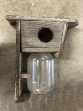 Wooden Squirrel Feeder Weathered/rustic With Glass Jar