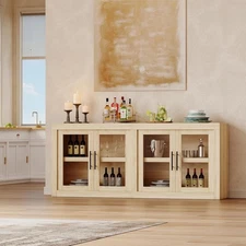 70.8" Sideboard Buffet Cabinet with 4 Glass Doors,Modern Cabinet with Storages