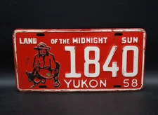 1958 YUKON Canada License Plate - Original Paint