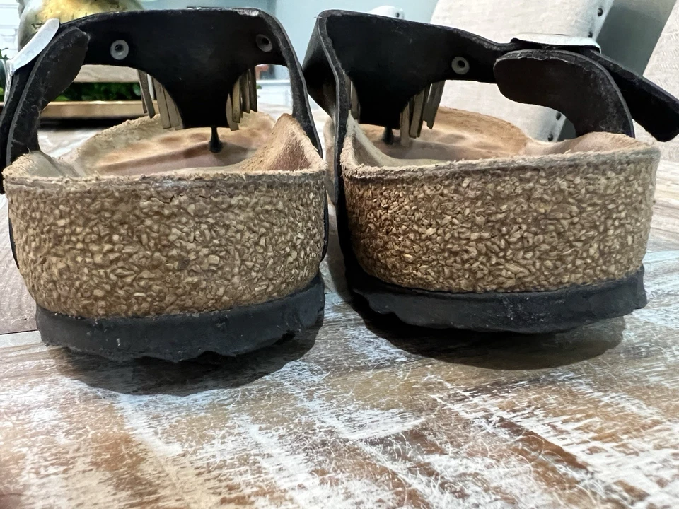 Birkenstock Gizeh Fringe Sandals Black with Silver Fringe 38 / 7-7.5 US Boho - Image 4 of 4