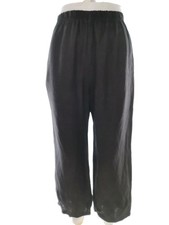 EVA TRALALA PARIS Womens Casual Pants 12/14 (40) Black Linen 100%