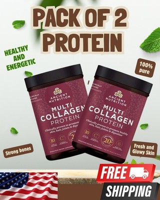 Pack of 2  Ancient Nutrition Multi Collagen Protein  - 16oz, Skin Hair Joint Gut