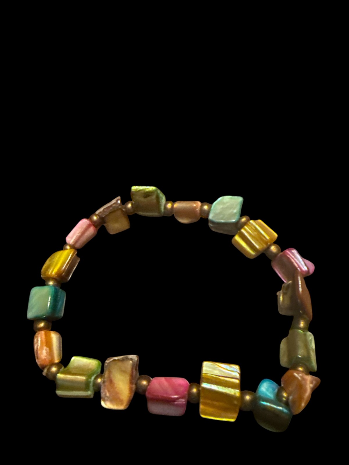 Multicolor Abalone MOP Shell Stretch Bracelet - image 1