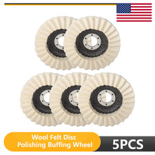 4.5"Wool Polishing Wheel Flat Flap Disc Buffing Pad For Angle Grinder Metal 5pcs