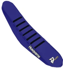 Dcor Seat Cover - Blue Sides - Blue Top with Black Ribs Motorcycle Dirt Bike