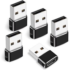 USB C to USB Adaptor 5 Pack,USB to USB C Adapter,Type C Male to A Female Char...