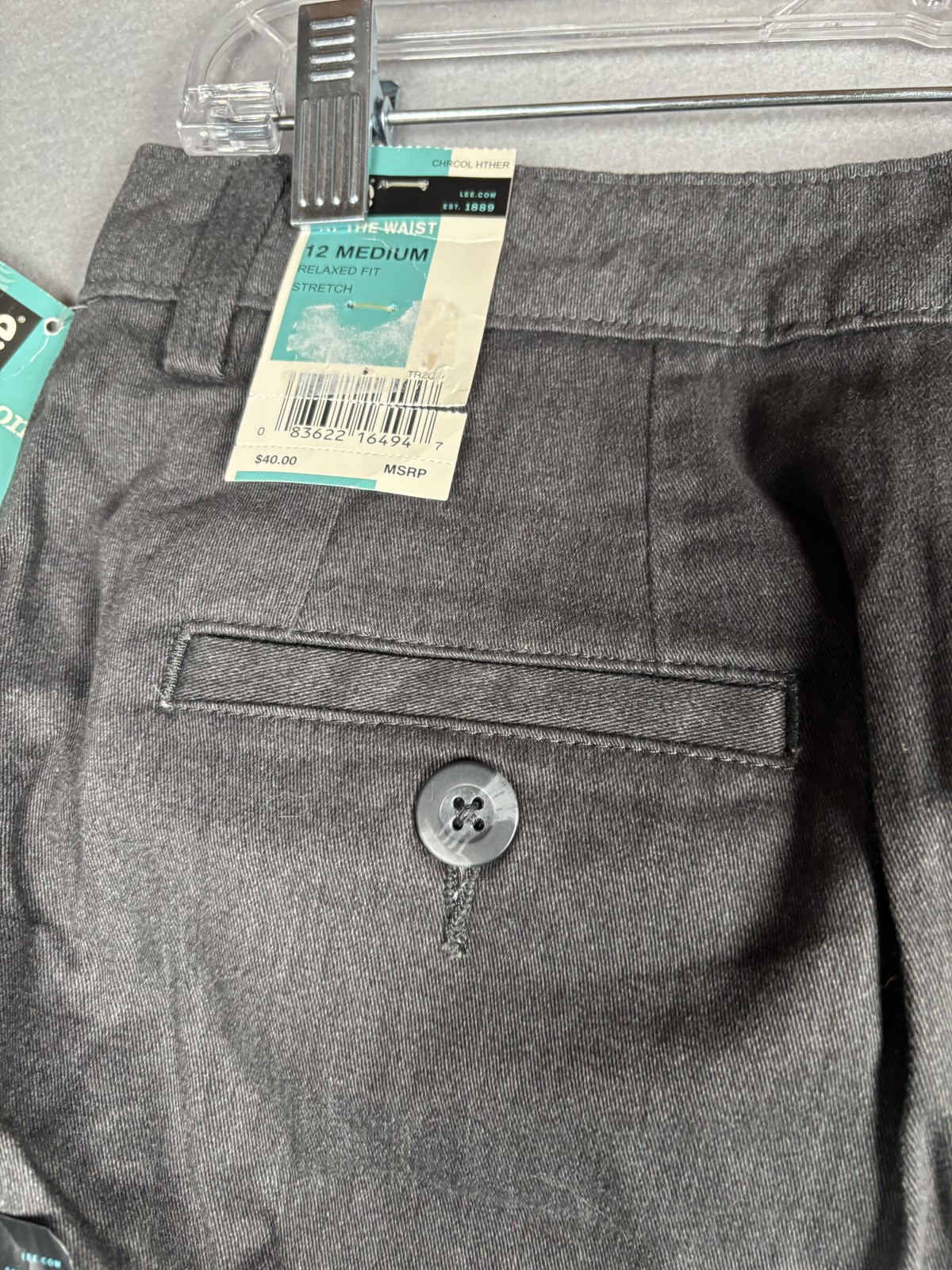 Lee Plain Front Pants Womens 12 Medium Gray Relaxed Straight Leg Stretch Denim thumbnail 13