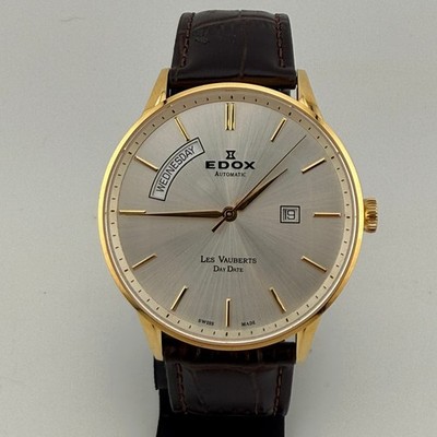 Edox Men's Les Vauberts Automatic Day Date Gold Tone 83010