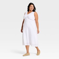 Women Lace Trim Midi Slip Dress - Universal Thread White XXL
