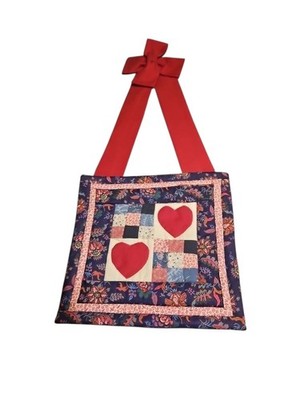 Handcrafted Amercana Wall Art Quilted And Applique Heart 27'' Length