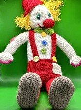 Handmade Crochet Clown Doll 16 Colorful Amigurumi Plush Toy Gift or Decor