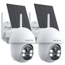 ARCCTV 2Pcs Wireless WiFi6 Solar Security Camera,Outdoor Home Color Night Vision