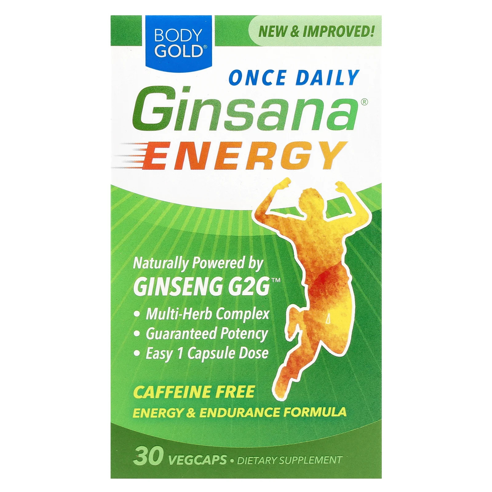 Ginsana Energy, без кофеина, 30 растительных капсул