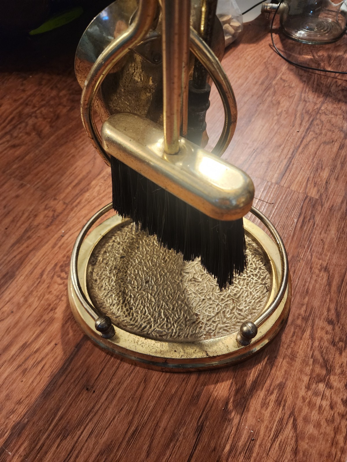 HumeWell VTG Brass & Wrought Iron Heavy Fireplace Tool Set/Companion 5 Pc NICE!!