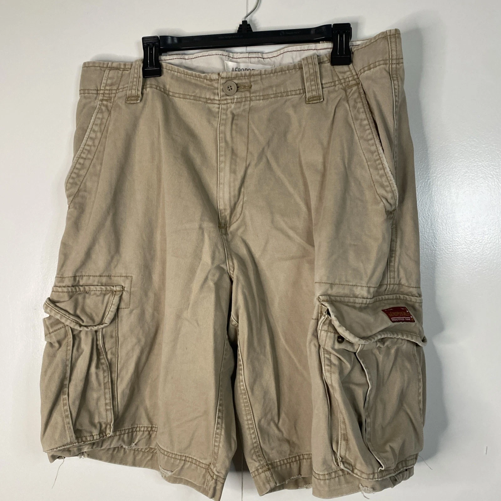 Vintage Y2K Aeropostale Canvas Cargo Shorts Mens Sz 36 Tan Brown