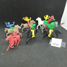TOY INDIANS ON HORSES ONE COWBOY 7 PIECES PLASTIC 4 X 3 1/2