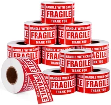 10 Rolls Fragile Stickers for Shipping 3 x 2 Inch 5000 Labels for Moving Boxe...