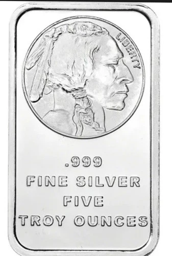 5 Troy oz Buffalo .999 Fine Silver Bar Sealed