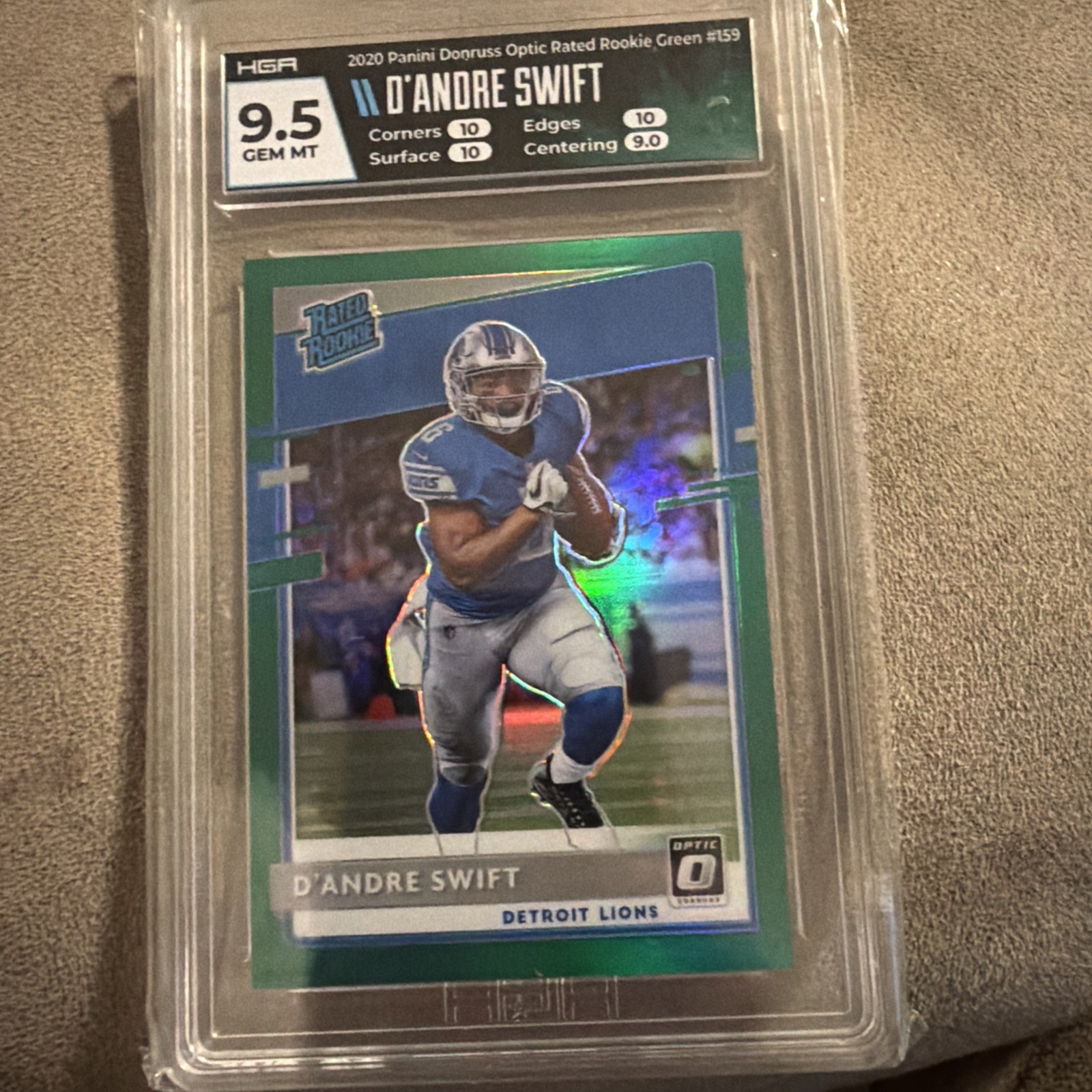 D’ANDRE SWIFT TRUE Green /5 2020 Donruss Optic Rated Rookie #159 RC SSP Lions