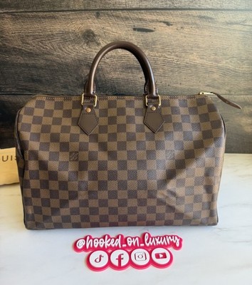 Authentic Louis Vuitton Speedy 35 Damier Ebene Tote Satchel Handbag Vintage