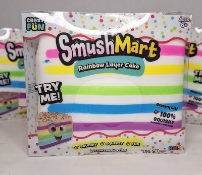 SmushMart Rainbow Layer Cake Squishy Crazy Fun Scented Tik Tok Rare Toy NEW 5''