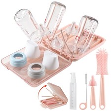 6 in 1 Baby Bottle Cleaner Set with Drying Rack,Silicone Baby Bottle Brush,St...