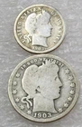 1903 Barber Quarter + 1903-O Barber Dime lot of 2 coins in saflip #P318