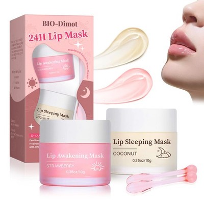 DIMOT Lip Mask Overnight Set, Strawberry Care Kit, pink 