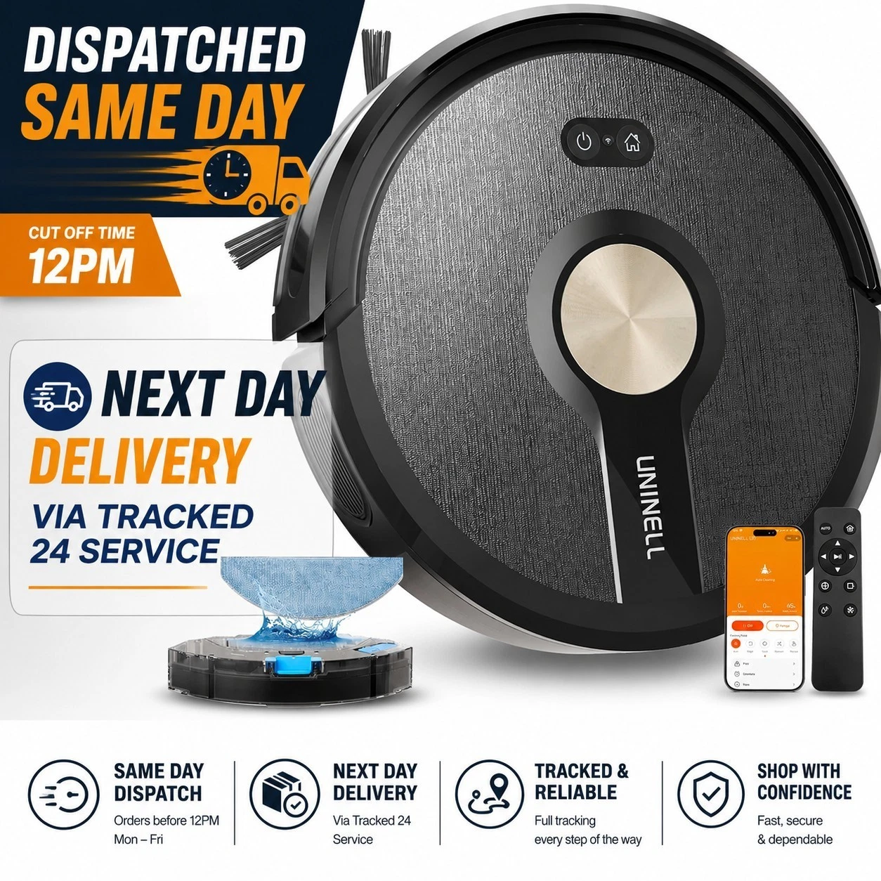 UR1 Slim Robot Vacuum Mop 5000Pa Gyro Navigation Alexa App Pet Hair - NEW - UK