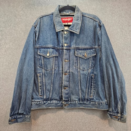 Wrangler Hero Mens Blue Denim Trucker Jacket Size L 622814-WA Cotton Western