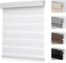 No Drill Zebra Blinds for Windows, Cordless Day & Night Dual Sheer Roller Shades