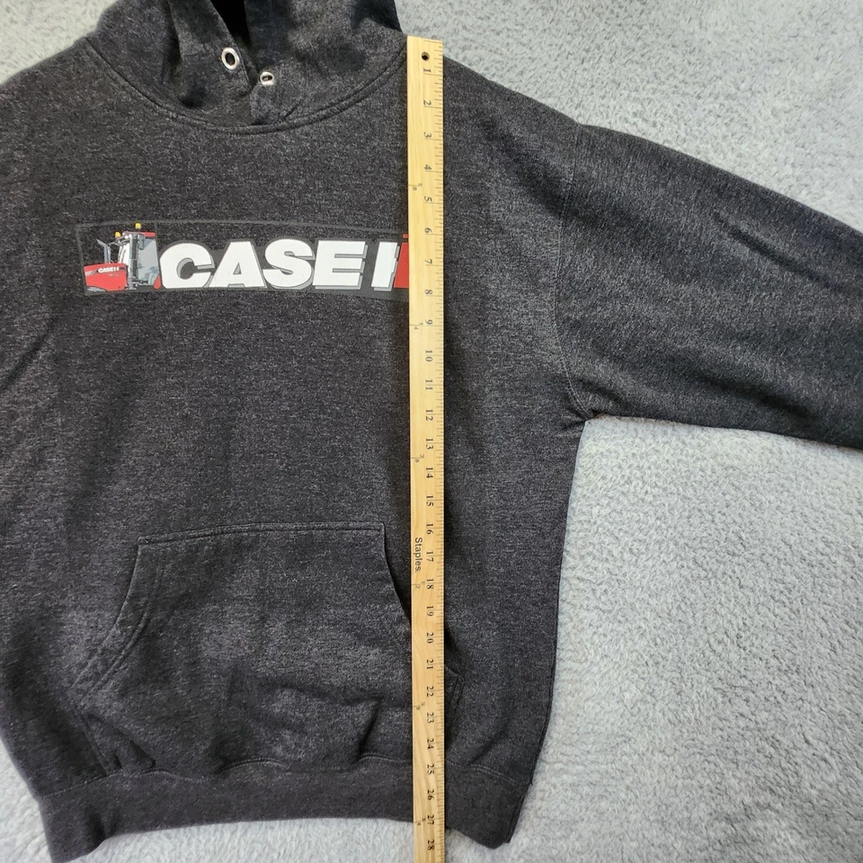 Case IH Tractor Logo Hoodie Sweatshirt Mens Large Gray Pullover Farmwear Casual - Image 3 of 4
