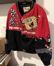 SpongeBob SquarePants Kids XL 11-12 JH Design Vintage Button Up Jacket Red Black