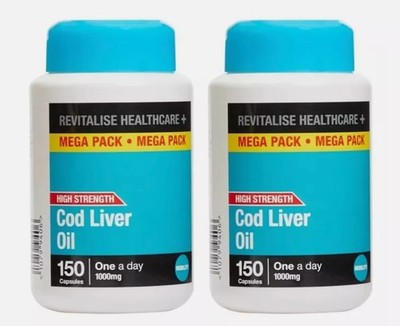 2 x 150 Stück Revitalise Health+ Lebertran 1000mg EPA/DHA 180mg. Vitamin A, D3