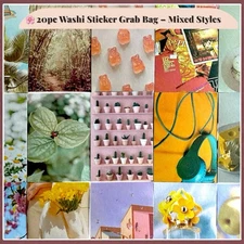 20pc ✿ Washi Sticker Grab Bag – Aesthetic Scrapbook & Junk Journal Variety Pack