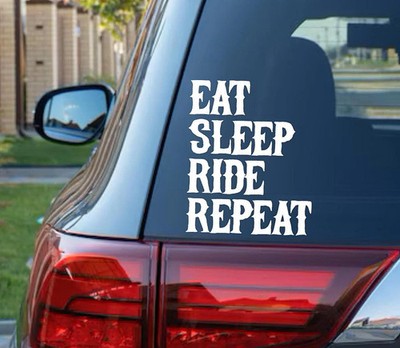 Eat Sleep Ride Repeat Decal - Motorcycle Biker Vinyl - Weatherproof Gift