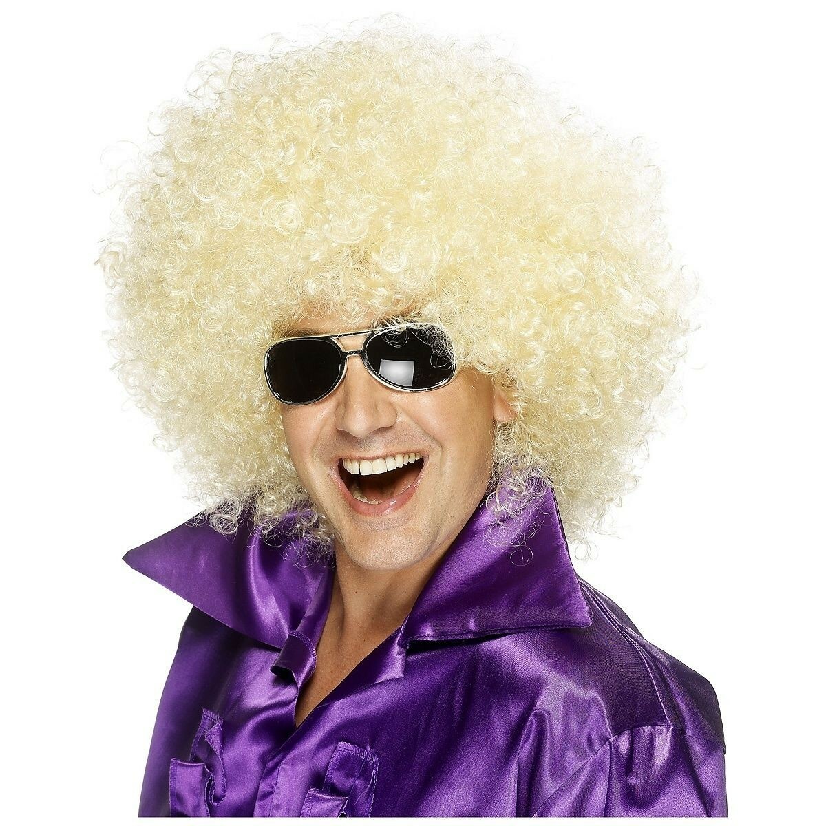 Adults Blonde 70s Funky Afro Wig Curly Ladies Mens 1970s 70's Party