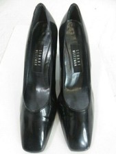 Stuart Weitzman Black Patent Leather Square Toe Heel Size 8