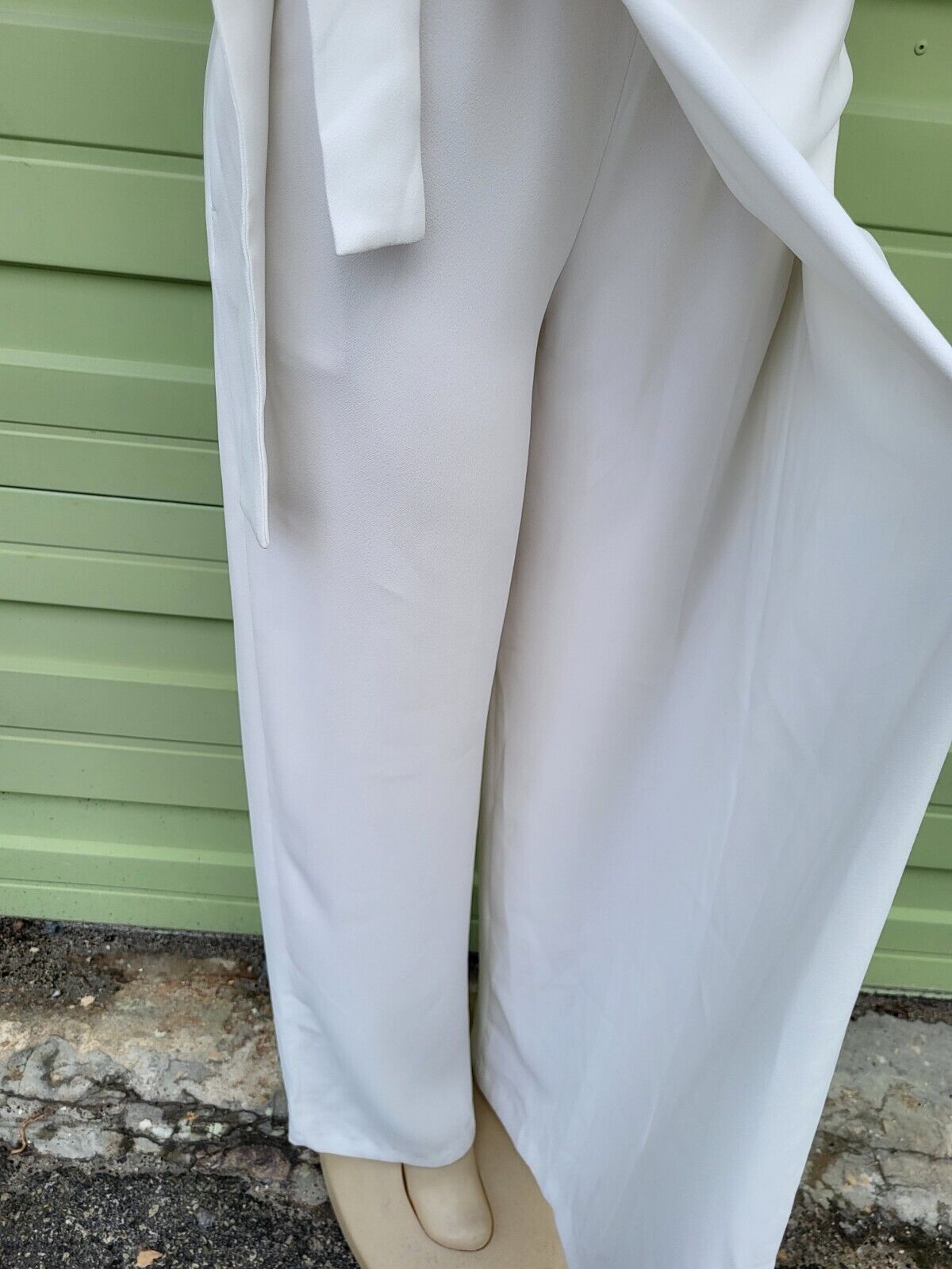 ZARA NEW WOMAN LONG WRAP JUMPSUIT ECRU XS 4043/055 White Satin