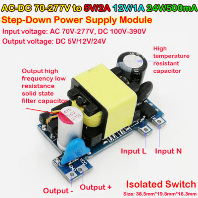 AC-DC Buck Step-Down Converter 5V/2A 12V/1A 24V/0.5A Power Supply Module Board