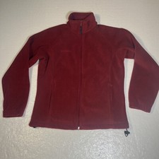 Columbia Womens Fleece Jacket Small Full Zip Red Long Sleeve