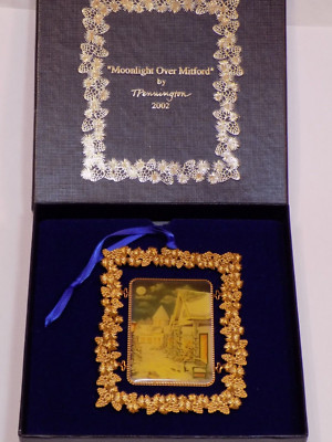 Teresa Pennington Moonlight over Mitford Ornament Christmas 2002 24k Gold USA