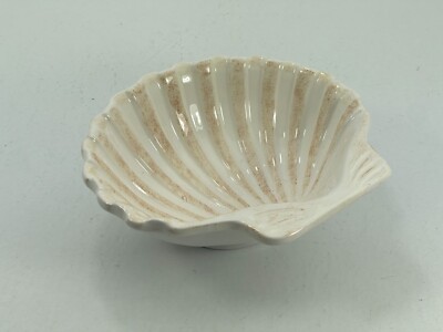 Clam Scallop Seashell Beach Nautical Ceramic Porcelain Dipping Dip Bowl